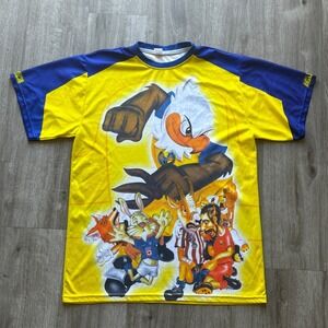 Club America Aguilas Liga MX Mascot Graphic Soccer Jersey Yellow Blue Mens XL